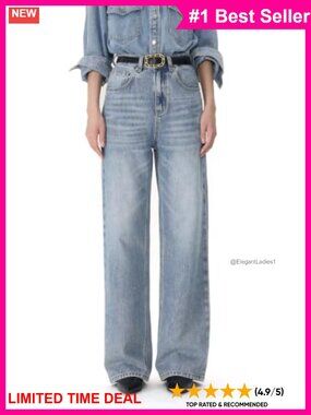 Tall Women's Wide Leg Jeans High Rise Long Inseam 32 34 36
